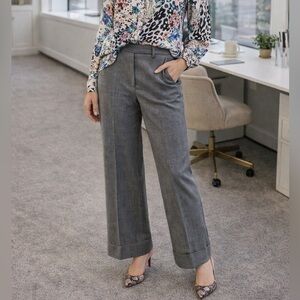 Grey Wool Blend Wide Leg Dress Pants | Full Length Trousers | Size 2